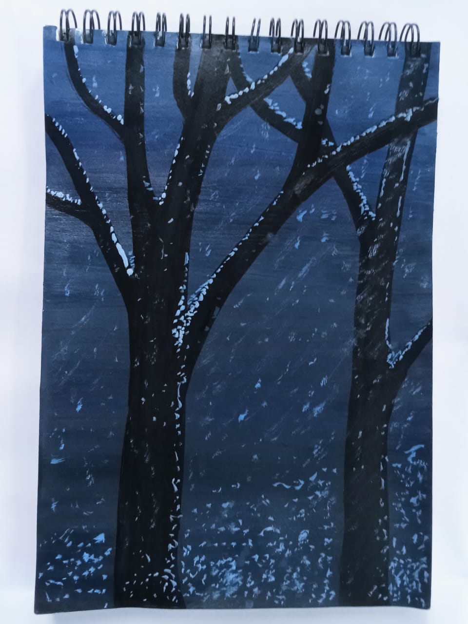 trees in snow drawing
